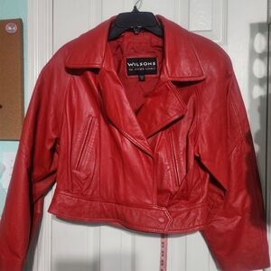 VINTAGE 90s Wilson's Leather RED waist jacket